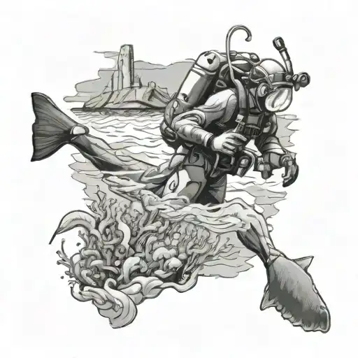 A Diver Exploring An Underwater Scene With A Wyoming Skyline Above Water