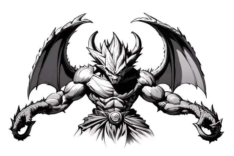 Gargoyle Warrior With Dragonball Z Super Saiyan Power Up
