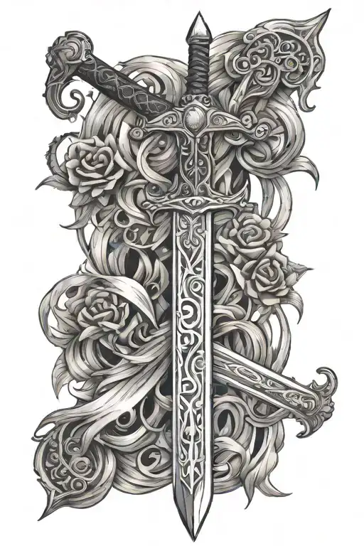 Sword Tattoo From Throne Of Glass Blackwork