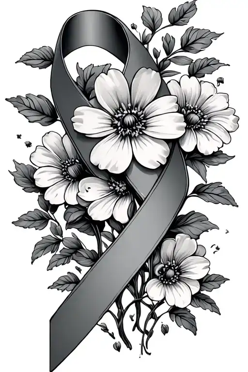 Cancer Ribbon Flowers Growing