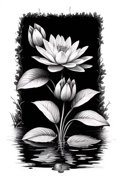 Forget Me Nots And Violets One Water Lily