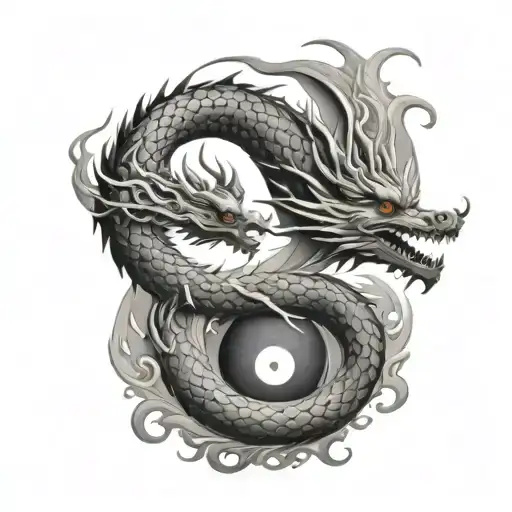 Ying Yang Dragon Emerging