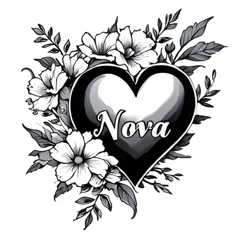 Floral Heart With The Name Nova