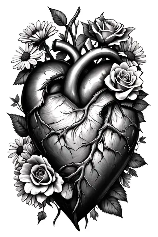 Thorned Roses And Chamomile Surrounding A Broke My Heart