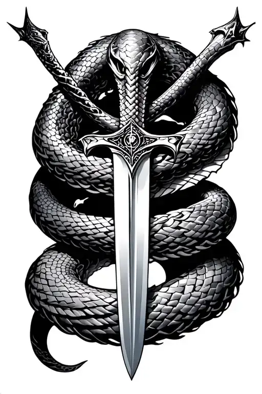 Sword Witch Snake Wrapping Around It