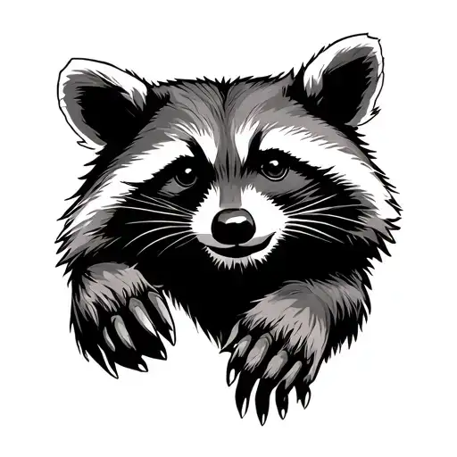 Raccoon With Bigfoot Peeking