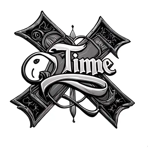 The Lettering Time But In A Shape Of A Cross