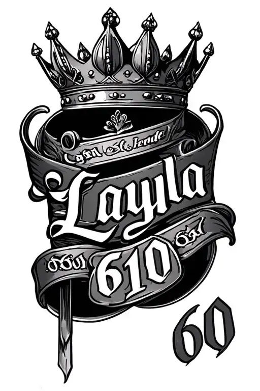 Gangster Style Crown With Script Writing Of Layla And 610