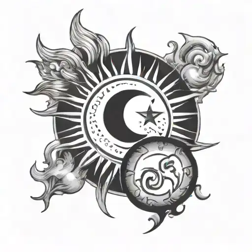 Sun And Moon With Letter A