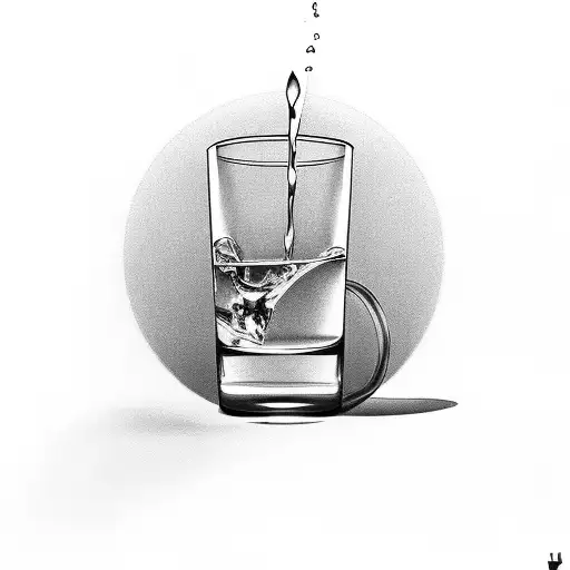 Glass Of Water With A Shadow Behind