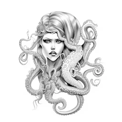 Mermaid With Octopus Tentacles For Hair