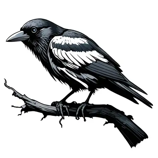 Black Skeleton Crow Perched