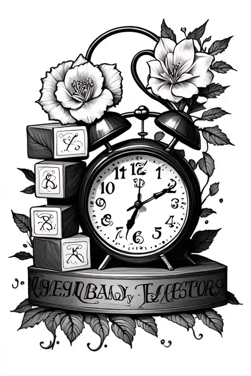 Baby Blocks And Clock Surrounded By Lillie's