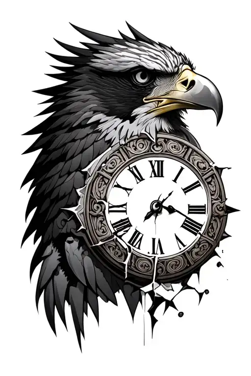 Eagle Head With Broken Roman Numeral Clock