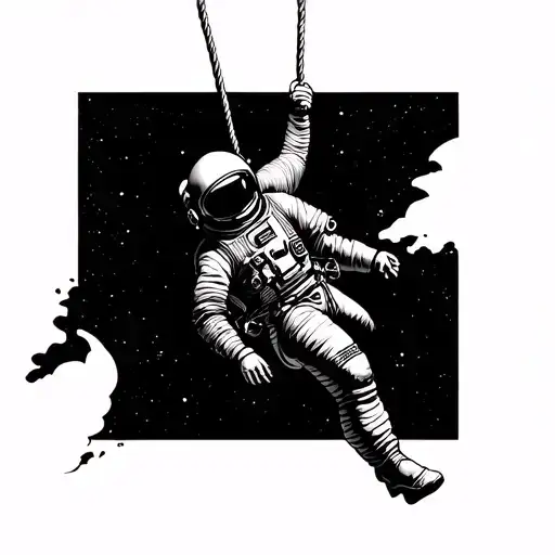 Astronaut Falling Through Space From A Rope