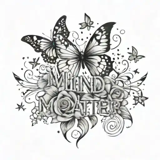 Mind Over Matter Text With Butterflies Stars And Flowers And Sad A Little