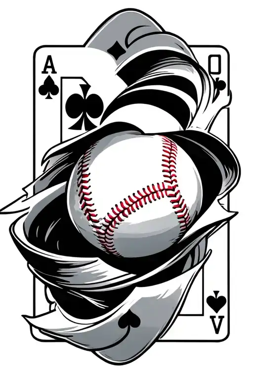 Baseball And Blackjack Cards Forming The Shape Inside