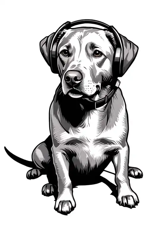 Labrador Dog Wearing Headphones