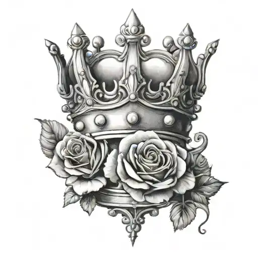 A Crown With The Intials Kmg Below It With Roses