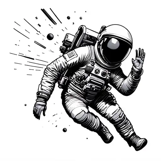 Astronaut Falling Throug Space