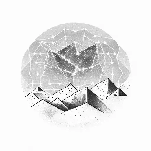 A Mystical Night Sky Filled With Constellations And A Majestic Mountain Range Silhouetted Against It