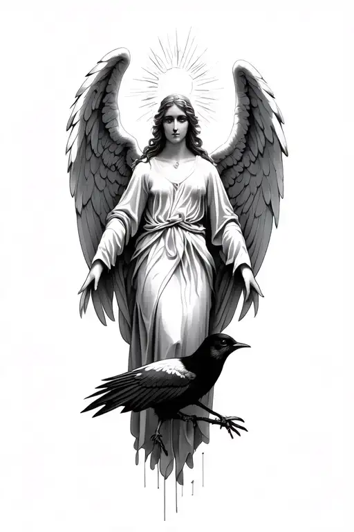 Angel With Light Coming On Top With A Bird Undreneath