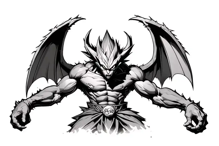 Gargoyle Warrior With Super Saiyan Power Explosion
