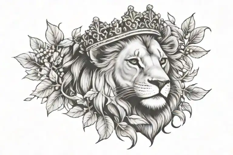 Cute Lion Wearing A Crown Made Of Holly