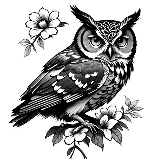 An Owl With Flowers