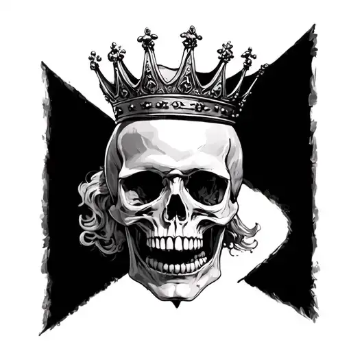Portait Of A Skull And Rib Cage Wearing A Queens Crown