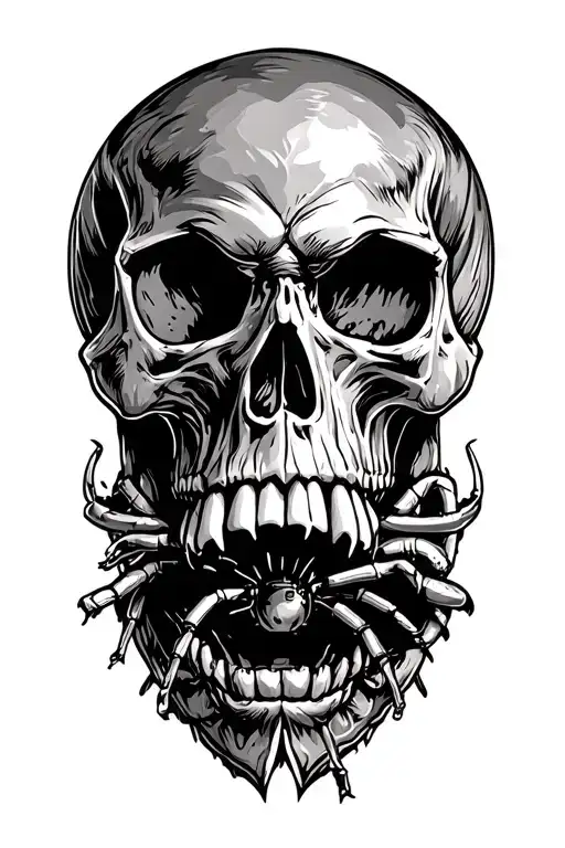 Skull With Ant Breaking Through The Jaw