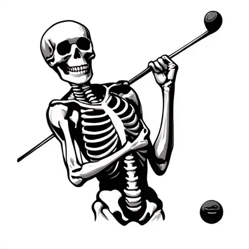 Skinny Skeleton Golfer