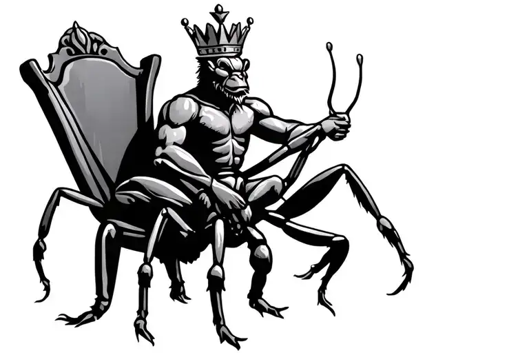 Ant King Sitting On A Throne Wearing A Crown