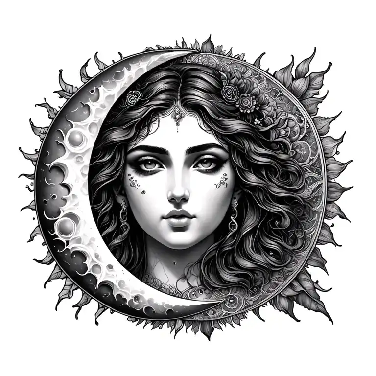 Goddess With Sun And Moon Intertwined