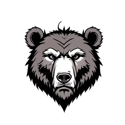 Viking Bear Head Tattoo For Head Behind Ear