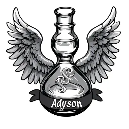 A Bong With Angel Wings And The Name Adyson