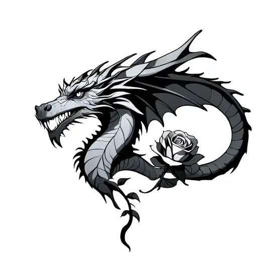 Dragon With A Rose For A Cavle