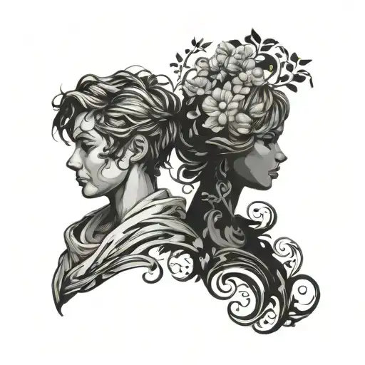 Silhouette Of Two Friends