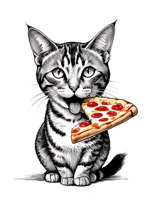 Cat Eating Pizza Slice
