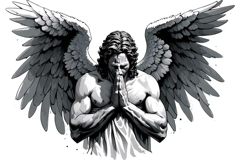 Male Angel Praying And Crying