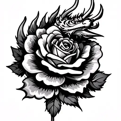 Welsh Dragon And Rose Celtic Style Tatoo Design