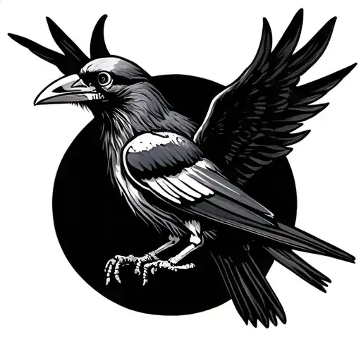 Skeleton Crow Perched