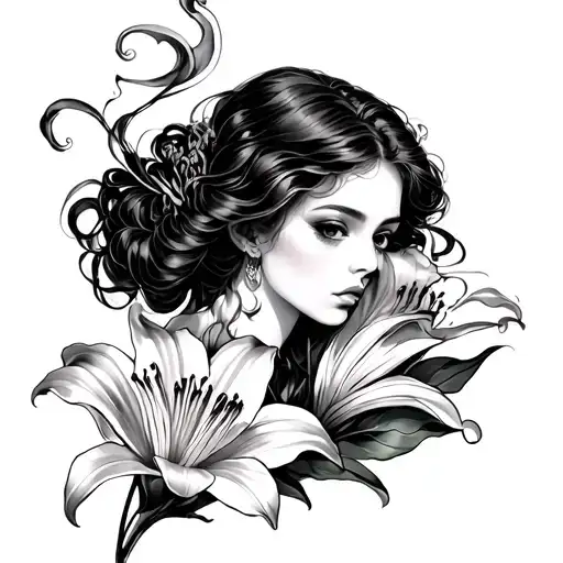 Elnora As The Steam On A Lily And The Flower To Come Out Of The E