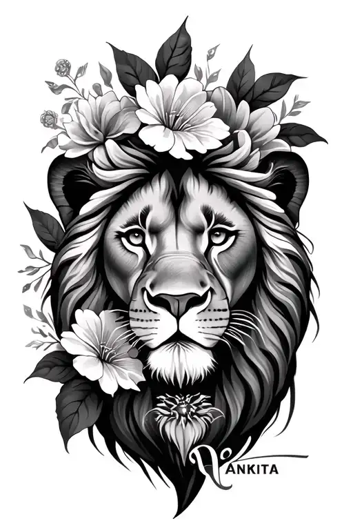 Ankita Name Tattoo In Flowers Lion