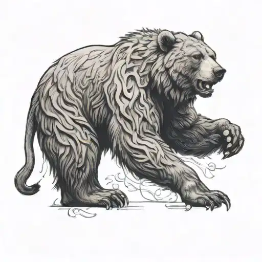 A Bear Standing In Fighting Lion Pose