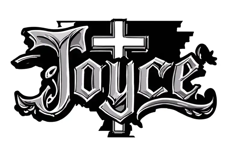 Joyce In Italic Lettering With A Cross