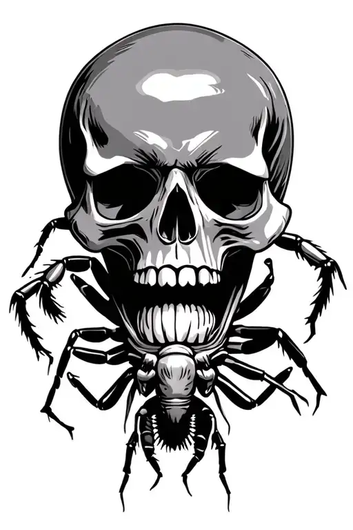 Skull With Ant Breaking Through The Jaw