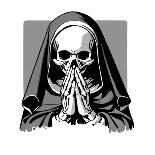 Skull Nun Pray Hands Skeleton Holding