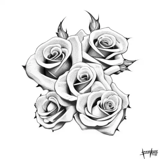 Dark Skull And Roses And Blood