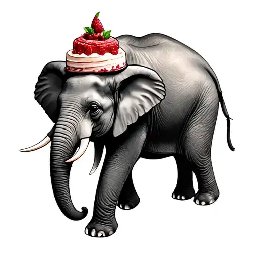 Elephant With A Cake On The Head